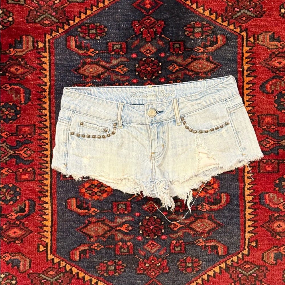 American Eagle Outfitters Blue Distressed Jean Shorts